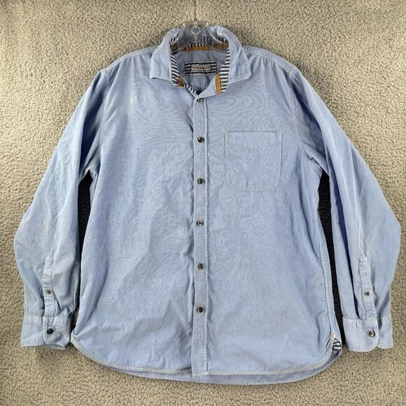 32 Bar Blues Corduroy Shirt Mens Large L Blue Button Up Long Sleeve Sidekick - Picture 1 of 8